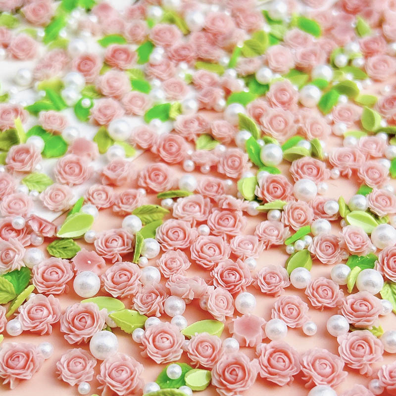 Art Craft Rose - 50pcs 무작위 혼합 수지 꽃 네일
