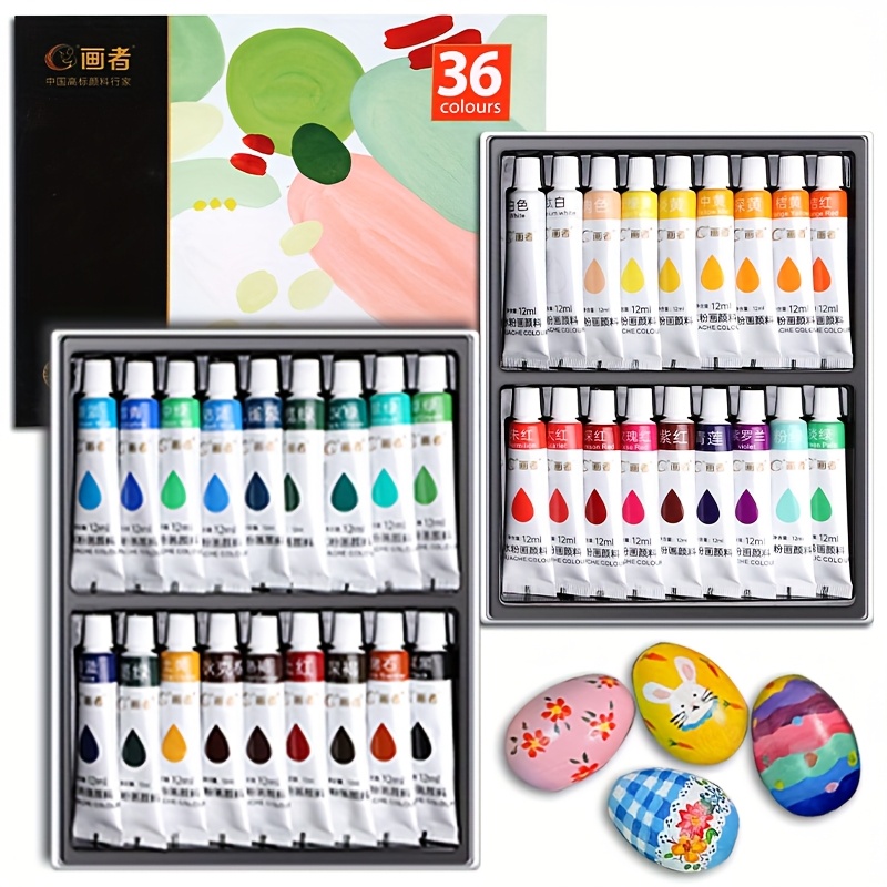 Gouache Paint Set - 구아슈 페인트 세트 36색 12mL/0.4oz, 캔버스,