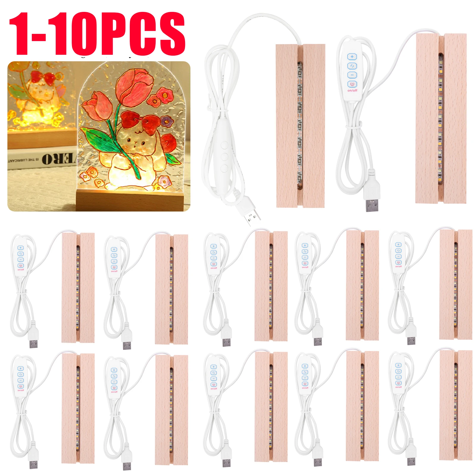 Light Art And Craft - 1-10pcs LED 나무 조명 디스플레이 크리스탈