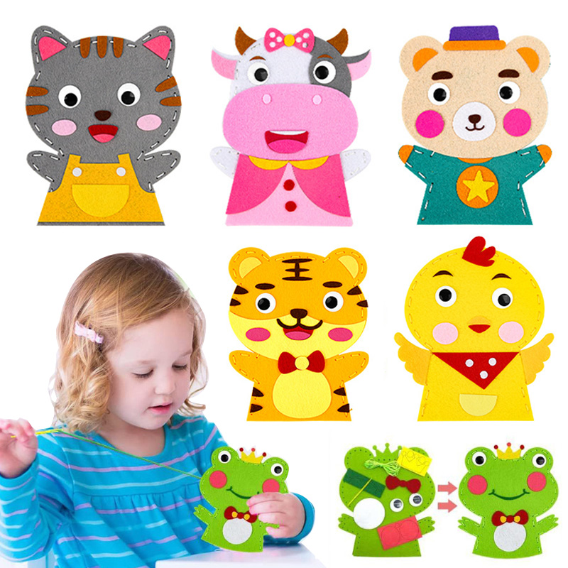 Art Craft For 3 Year Old - 귀여운 만화 동물 손 인형 어린이