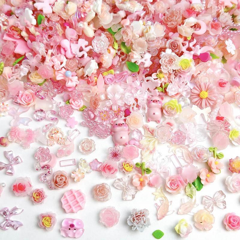 Art Craft Rose - 랜덤 혼합 스위트 핑크 활 네일