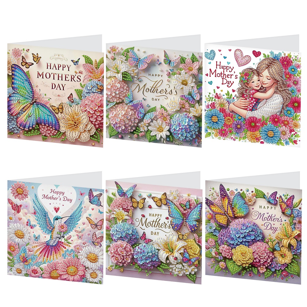 Art Craft Kit - 6Pcs 다이아몬드 아트 페인팅 인사말 카드