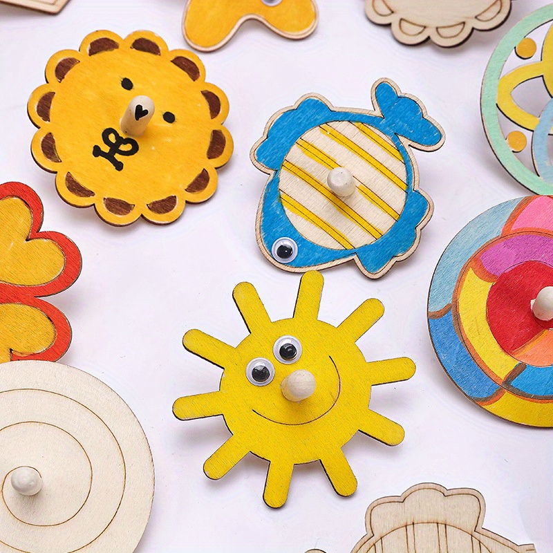 Art Craft Ideas For Kids - 16개 나무 회전 팽이 공예 키트