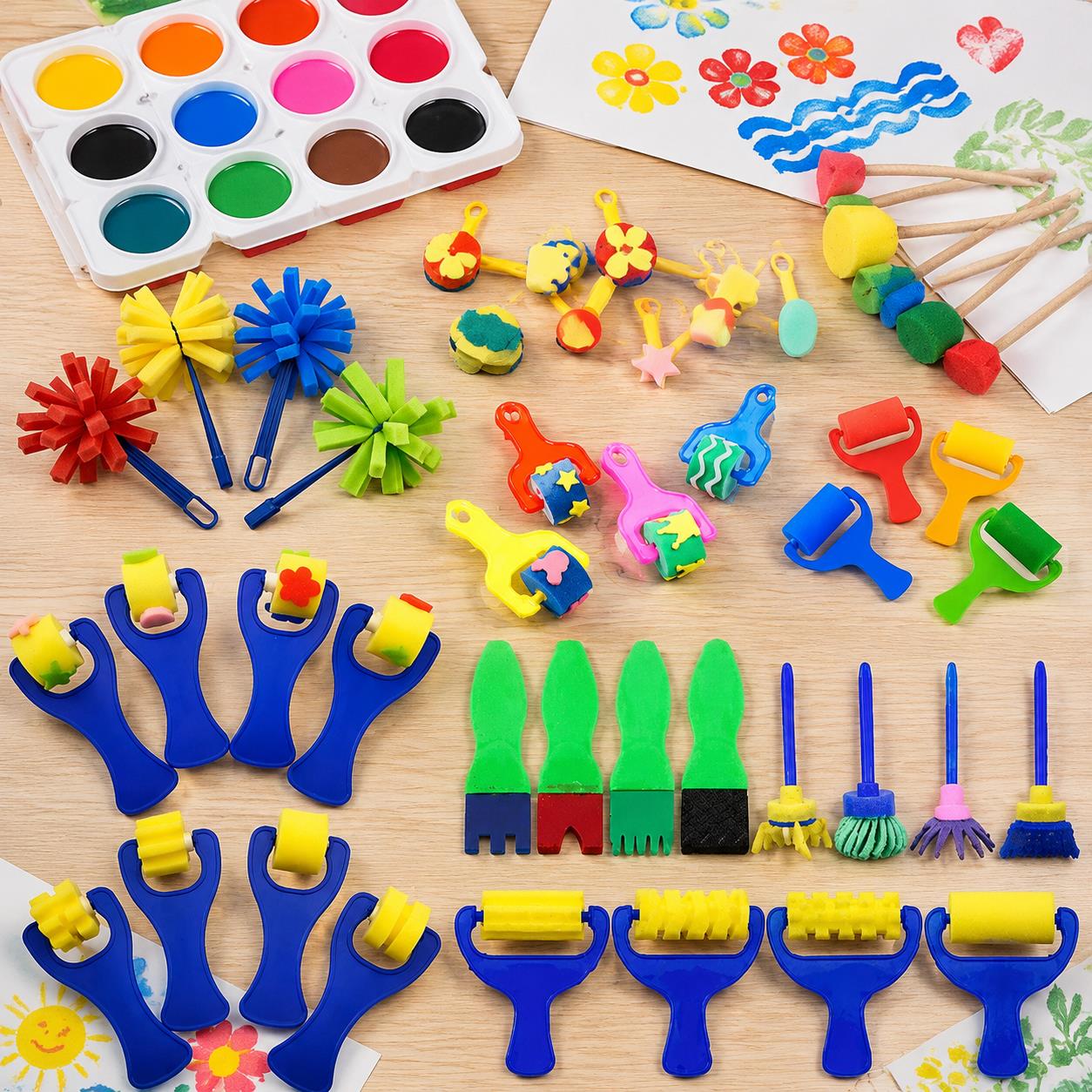 Art Craft Workshop - 대량 페인팅 스펀지 및 브러쉬 세트