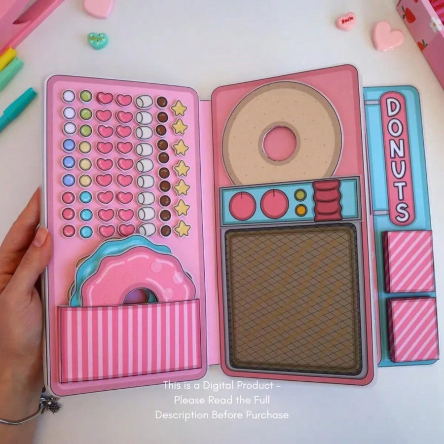 도넛 가게 놀이 세트, DIY 종이 인형 집 스티커북, - Art Craft For 3 Year Old 리뷰 및 가격