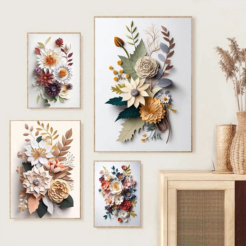 북유럽 우아한 꽃 종이 공예 미학 튤립 장미 포스터,  - Art Craft Rose 리뷰 및 가격