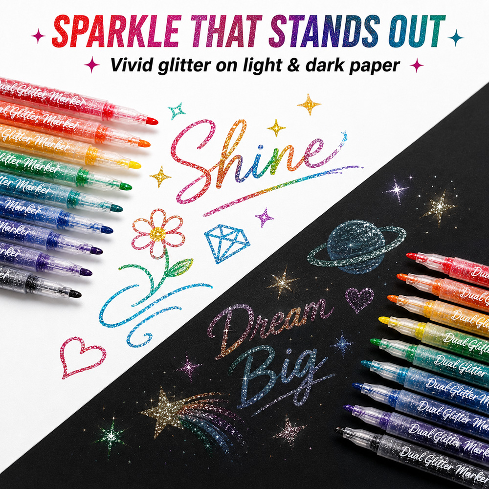 12개 듀얼팁 글리터 마커 24색 수성 쉬머 펜 2mm - Light Art And Craft 리뷰 및 가격