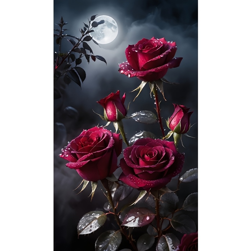 5D 다이아몬드 페인팅 키트, 달빛 아래 피어나는 붉은 - Art Craft Rose 리뷰 및 가격