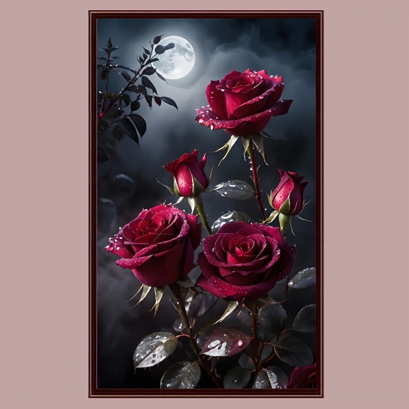 5D 다이아몬드 페인팅 키트, 달빛 아래 피어나는 붉은 - Art Craft Rose 리뷰 및 가격