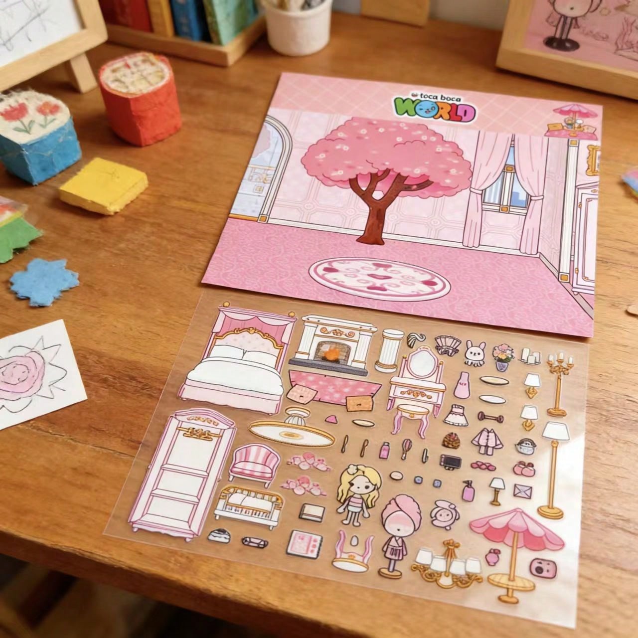 핑크 사쿠라 나무 호텔 룸 DIY 어린이 공예 스티커  - Art Craft For 3 Year Old 리뷰 및 가격