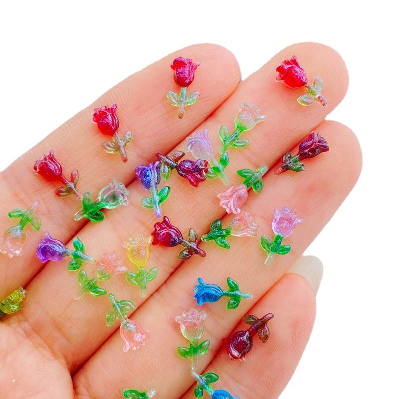 수지 반짝이 미니 큐트 컬러풀 로즈 아트 네일 플랫백  - Art Craft Rose 리뷰 및 가격