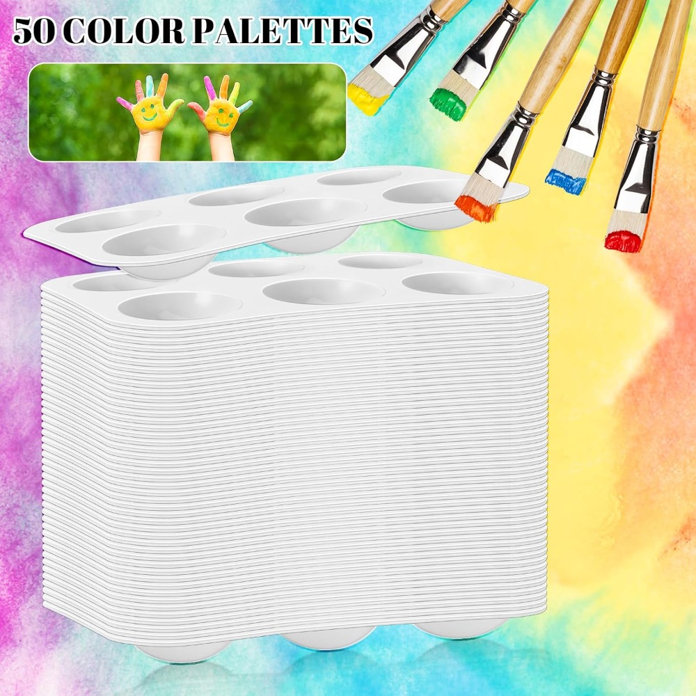50개입 6칸 플라스틱 페인트 팔레트, 어린이 및 성인 - Art Craft Classes 리뷰 및 가격