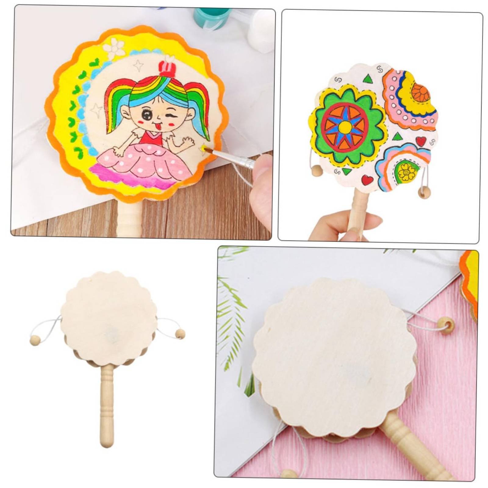 DIY 나무 딸랑이 드럼, 평평한 표면 손잡이, 미완성 - Art Craft Workshop 리뷰 및 가격