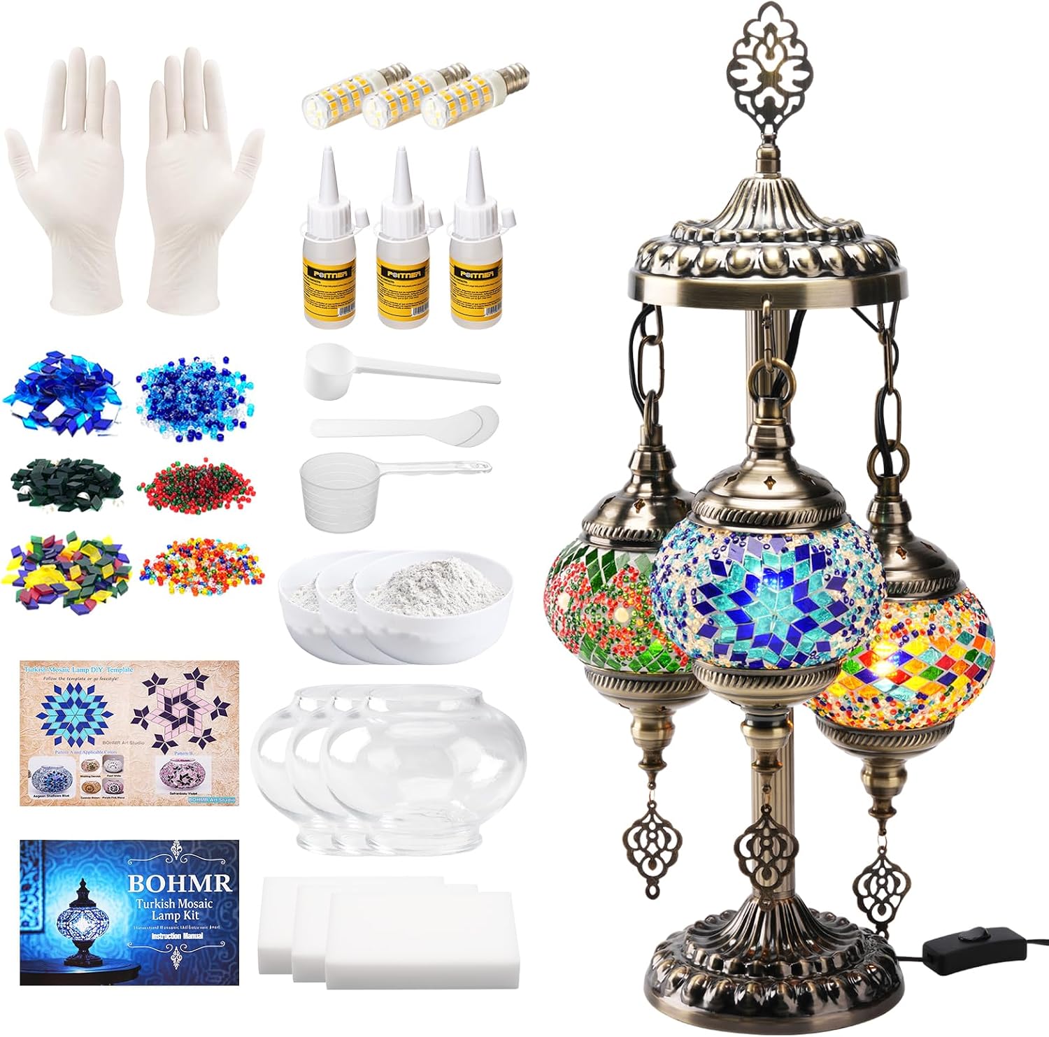 DIY 3구 터키 모자이크 램프 키트, 23인치 스테인 - Art Craft Kit 리뷰 및 가격