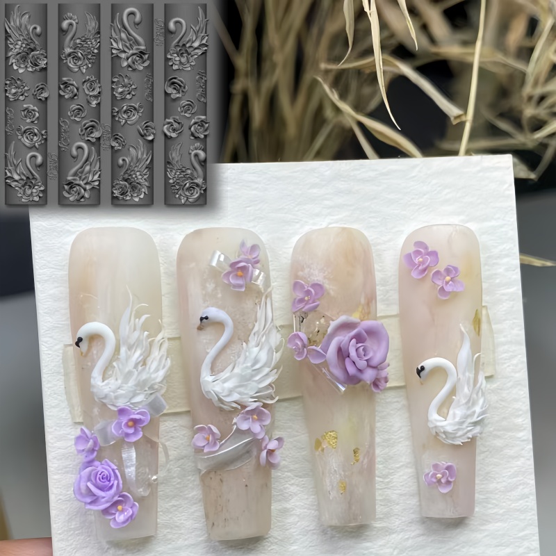 우아한 백조 장미 리본 3D 꽃 실리콘 네일 몰드 거즈 - Art Craft Rose 리뷰 및 가격