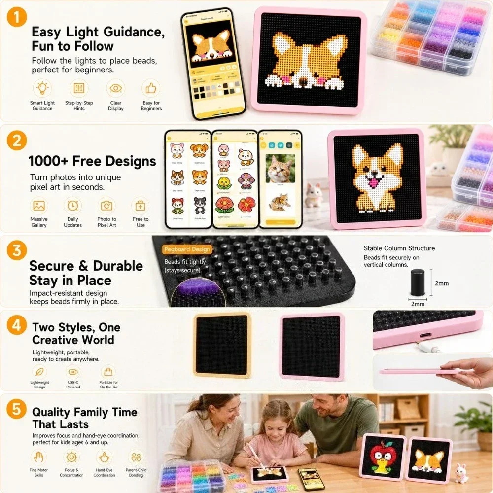 LED 스마트 퓨즈 비드 페그보드, 앱으로 조작하는 패 - Art Craft Kit 리뷰 및 가격