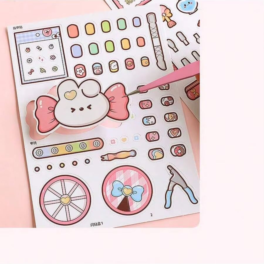 핑크 어린이 DIY 네일 살롱 조용한 컷 스티커북 가상 - Art Craft For 3 Year Old 리뷰 및 가격