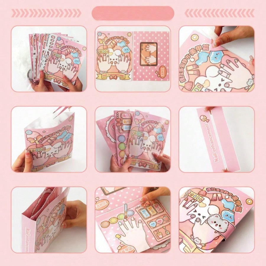 핑크 어린이 DIY 네일 살롱 조용한 컷 스티커북 가상 - Art Craft For 3 Year Old 리뷰 및 가격